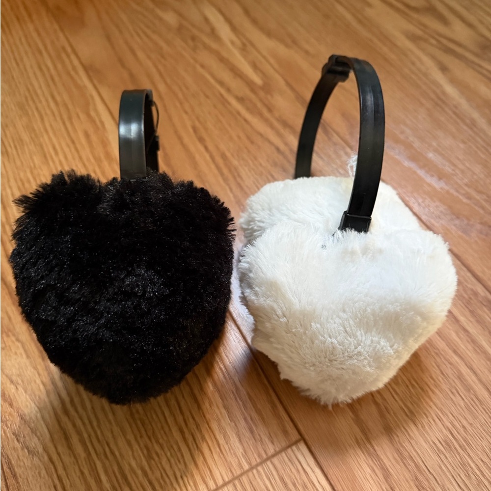Black and White Heart-Shaped Earmuffs